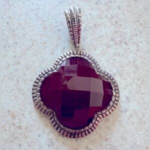 Vintage WHITNEY KELLY Carnelian Alhambra Clover Pendant in 925 Sterling Silver